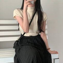 ニット ハーフネックパフ半袖ニット IVORY