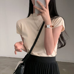 ニット ハーフネックパフ半袖ニット IVORY