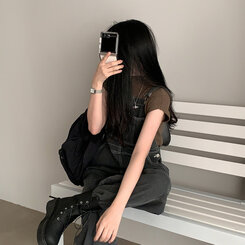 ニット ハーフネックパフ半袖ニット BROWN