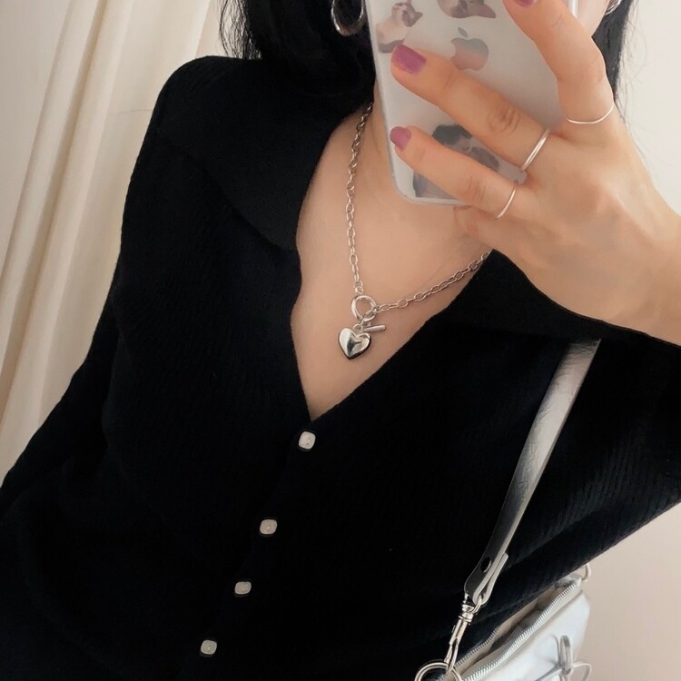 ハートチェーンネックレス シルバー