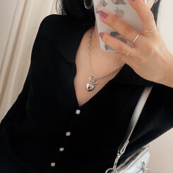 ジュエリー ハートチェーンネックレス シルバー