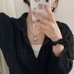 ジュエリー ハートチェーンネックレス シルバー
