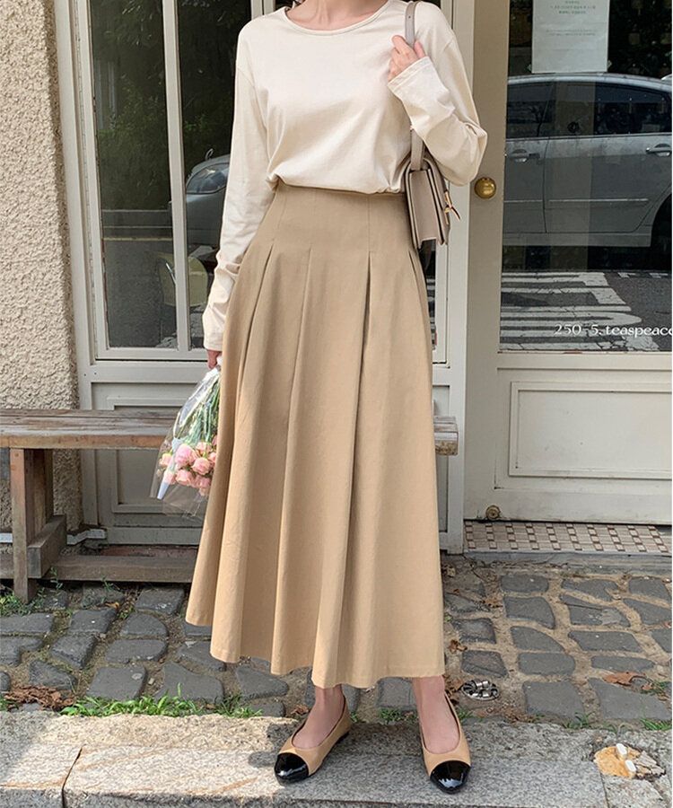 プリーツロングスカート｜ミディ/ロングスカート｜韓国ファッション