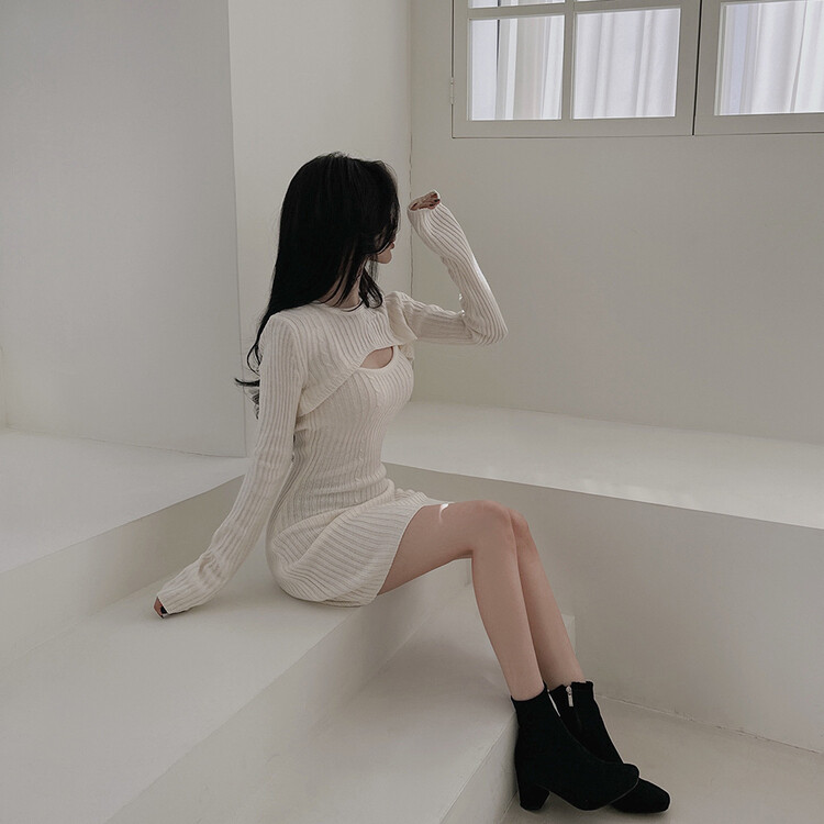 SET]ニットミニワンピース+ニットボレロ｜ツーピース｜韓国