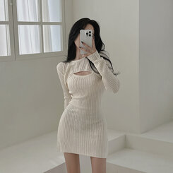 SET]ニットミニワンピース+ニットボレロ｜ツーピース｜韓国