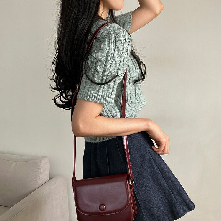 벤티 울 케이블 라운드 반팔 니트 민트