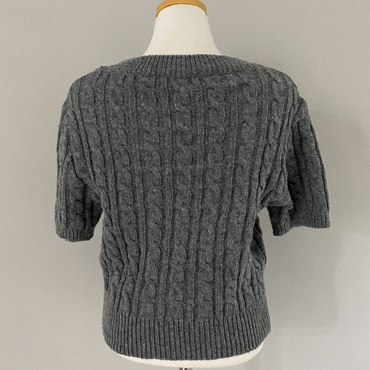 벤티 울 케이블 라운드 반팔 니트