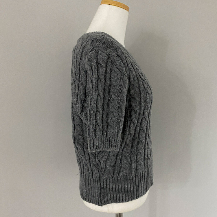 벤티 울 케이블 라운드 반팔 니트