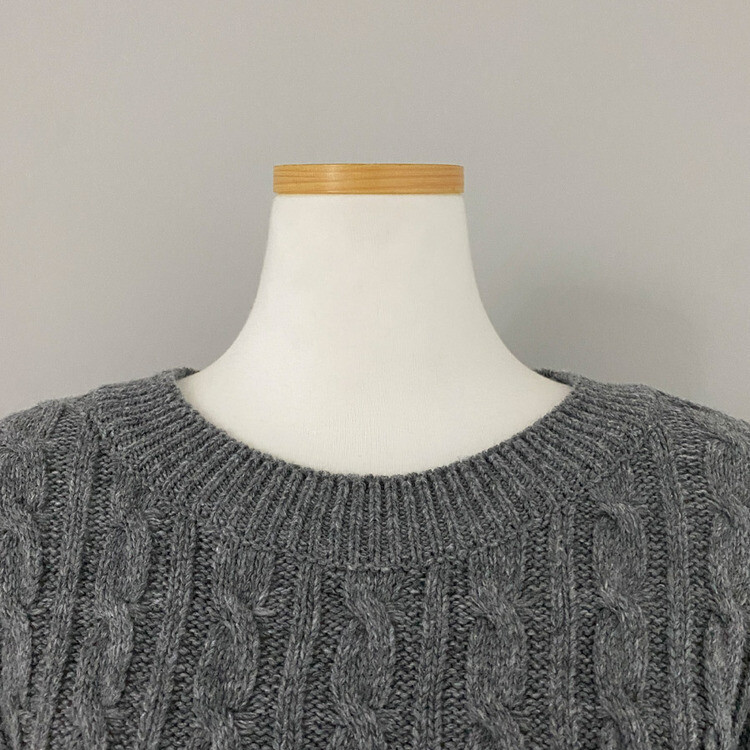 벤티 울 케이블 라운드 반팔 니트