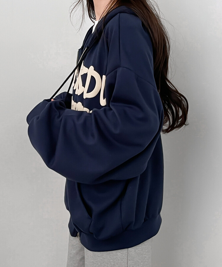 ビッグ英文レタリング2WAYフードジップアップ｜ジャンパー｜韓国