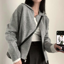 カラーウールニット2WAYジップアップカーディガン｜ジャンパー