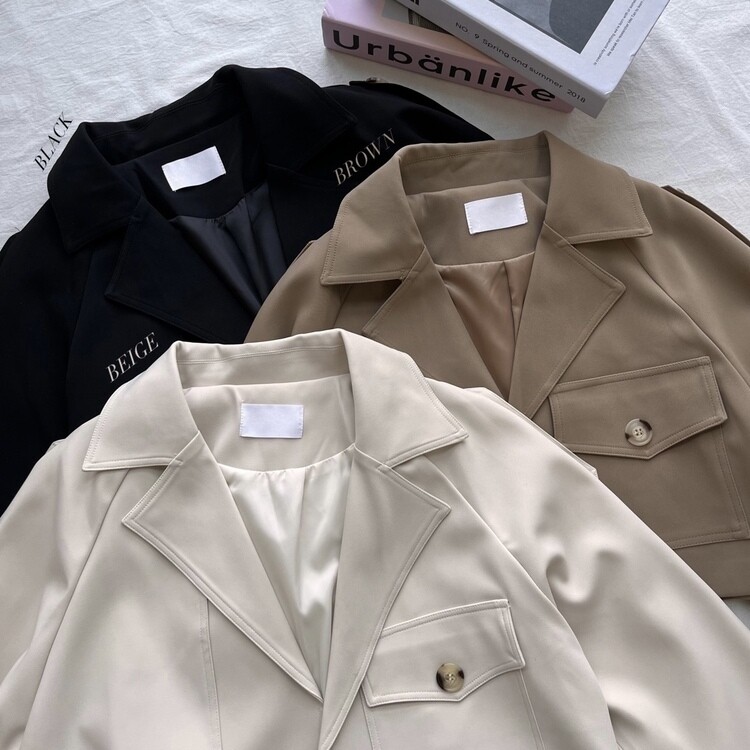 トレンチポケットクロップジャケット｜ジャケット｜韓国ファッション