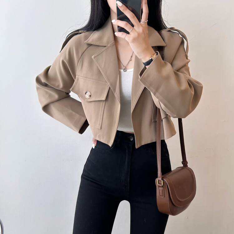 トレンチポケットクロップジャケット｜ジャケット｜韓国ファッション