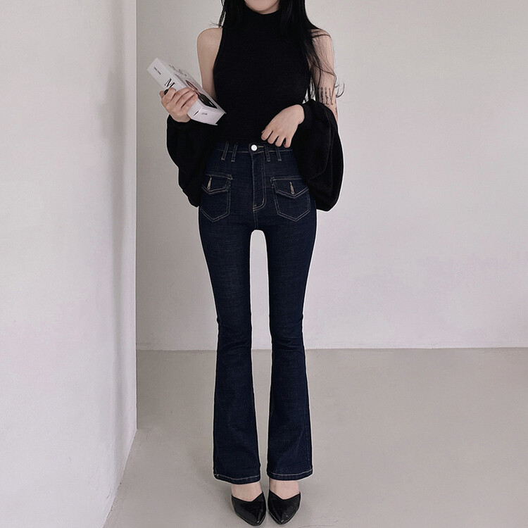 Tsunami West ブラック シューカット　　ブーツカットデニム　Ｌ Tsunami West ブラック シューカット ブーツカットデニム L