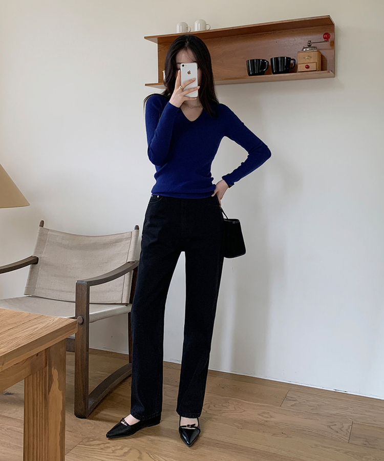 テーパードストレートフィットデニム BLACK