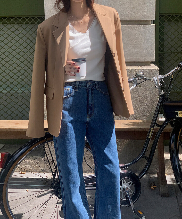 ストレートセミワイドデニム DARK BLUE