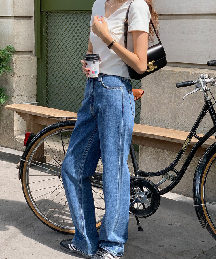 ストレートセミワイドデニム DARK BLUE