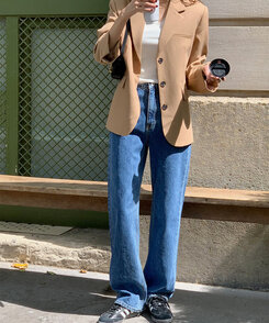 ストレートセミワイドデニム DARK BLUE