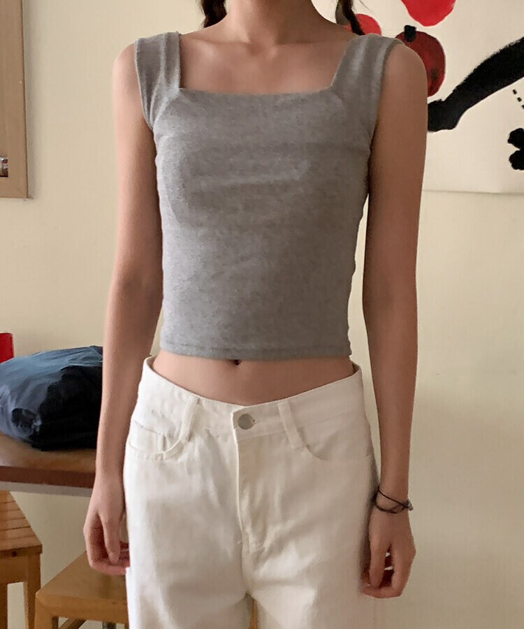 shishikui スクエア型ノースリーブ スクエアネックノースリーブ