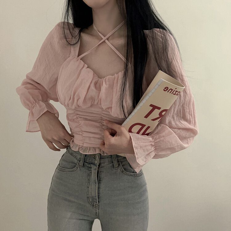 ショルダーリボンシフォンブラウス ショルダーリボンシフォンブラウス – poláura OFFICIAL ONLINE STORE