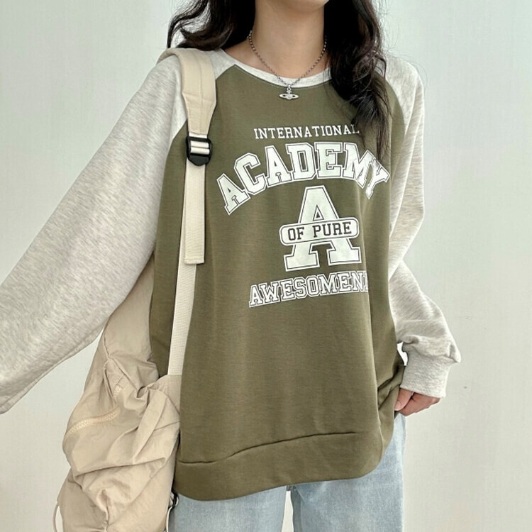 アカデミーAレタリングバイカラーラグラン長袖Tシャツ｜長袖Tシャツ