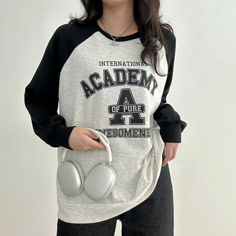 アカデミーAレタリングバイカラーラグラン長袖Tシャツ｜長袖Tシャツ