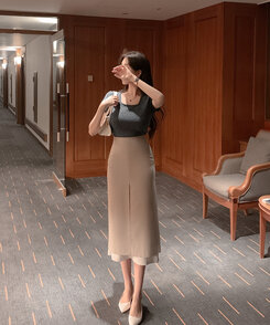 レイヤータイトミディスカート｜ミディ/ロングスカート｜韓国