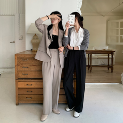 2丈タック入りワイドスラックス Black