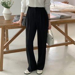 2丈タック入りワイドスラックス Black