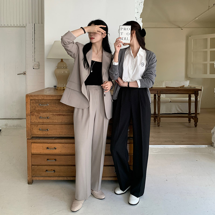 2丈タック入りワイドスラックス Black