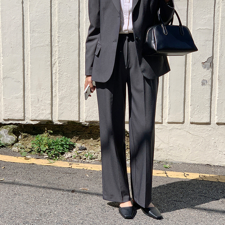 2丈タック入りワイドスラックス Charcoal