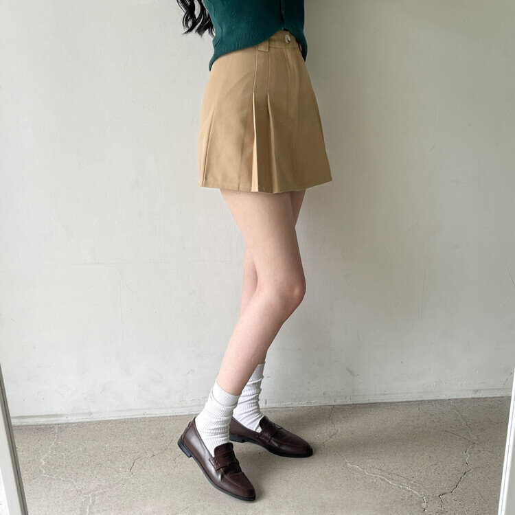 (숏/기본,S~2XL) 기장선택!  오브 A라인 핀턱 스커트 베이지