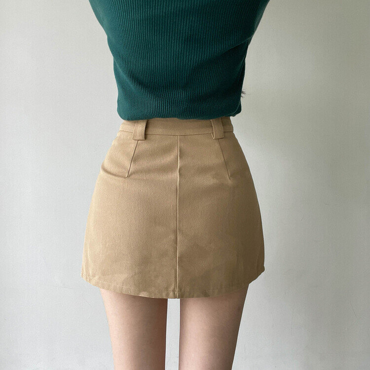 (숏/기본,S~2XL) 기장선택!  오브 A라인 핀턱 스커트 베이지