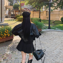 ポケットカラーネックレザージャケット｜ジャケット｜韓国