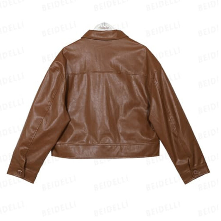 ポケットカラーネックレザージャケット｜ジャケット｜韓国