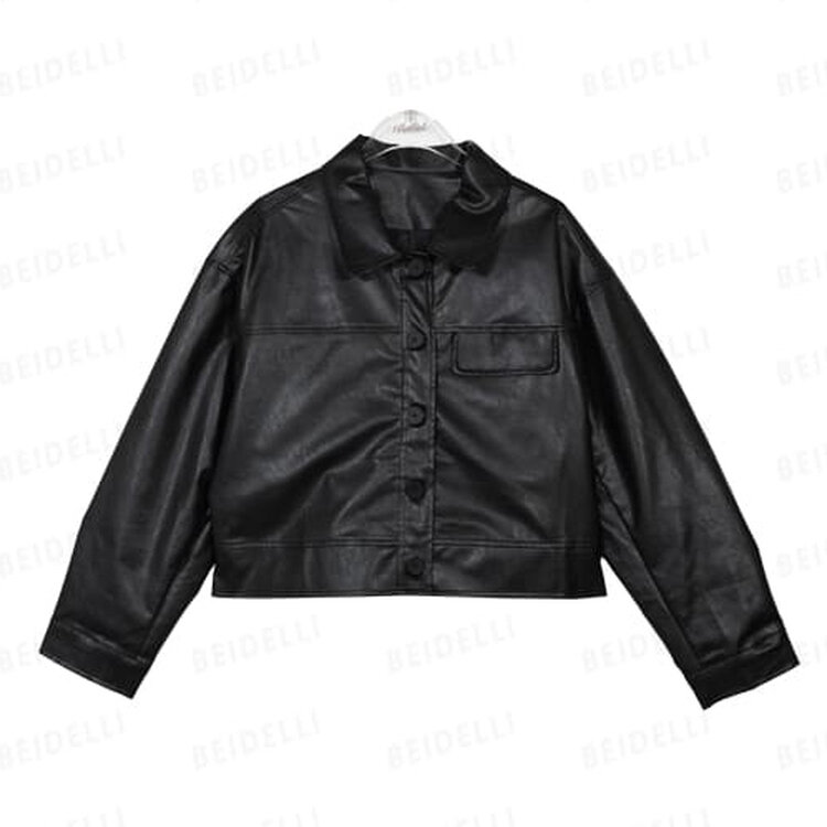 ポケットカラーネックレザージャケット｜ジャケット｜韓国ファッション