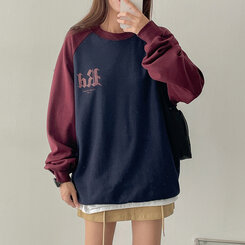 バイカラーラグランスウェットTシャツ BURGUNDY