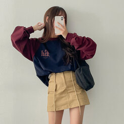 バイカラーラグランスウェットTシャツ BURGUNDY