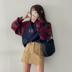 バイカラーラグランスウェットTシャツ BURGUNDY