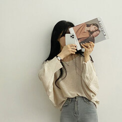 ドルマンスリーブクロップシアーニット5色 ベージュ