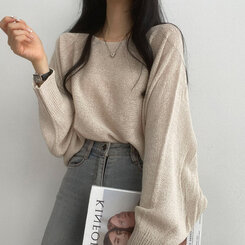 ドルマンスリーブクロップシアーニット5色 ベージュ