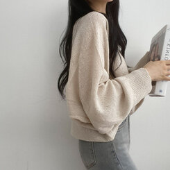 ドルマンスリーブクロップシアーニット5色 ベージュ