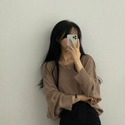 ドルマンスリーブクロップシアーニット5色 モカ