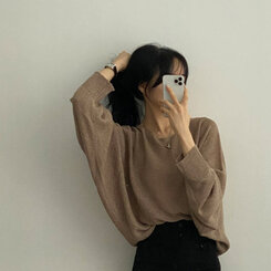 ドルマンスリーブクロップシアーニット5色 モカ