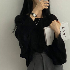 ドルマンスリーブクロップシアーニット5色 ブラック