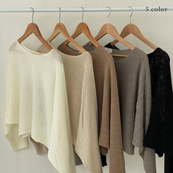 ドルマンスリーブクロップシアーニット5色