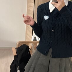 PLAY ネイビー カーディガン ハート刺繍 PLAY COMME des GARCONS 新品 プレイ コムデギャルソン MENS