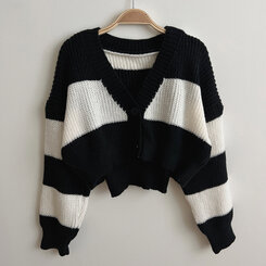 【SET】クロップキャミソール ストライプカーディガン