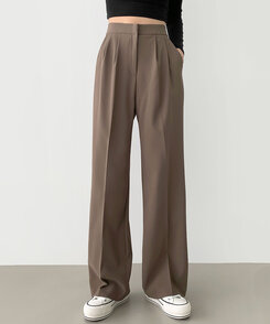 2XL스판 깔끔하게 어디든 일자 와이드핏 슬랙스팬츠 코코아