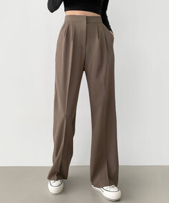 2XL스판 깔끔하게 어디든 일자 와이드핏 슬랙스팬츠 코코아